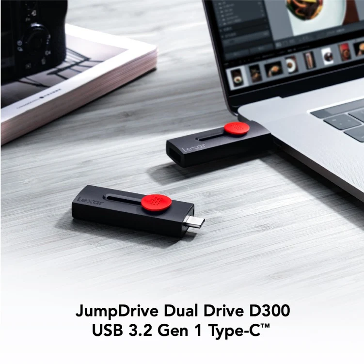 Lexar JumpDrive Dual Drive D300 USB 3.1 Type-C & Type-A 130MB/s Read Flash Drive (64GB, 128GB, 256GB)