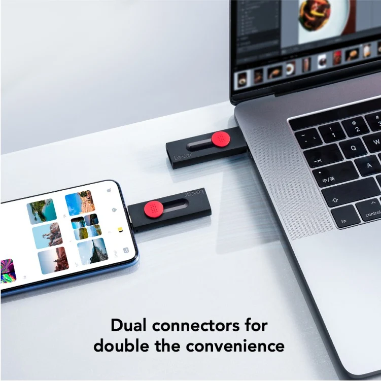 Lexar JumpDrive Dual Drive D300 USB 3.1 Type-C & Type-A 130MB/s Read Flash Drive (64GB, 128GB, 256GB)