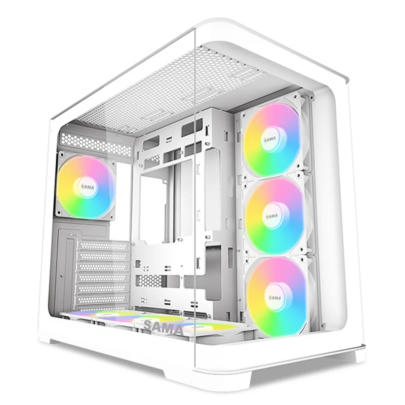 Sama V60 Mid-Tower Dual Chamber PC Case (Black, White)