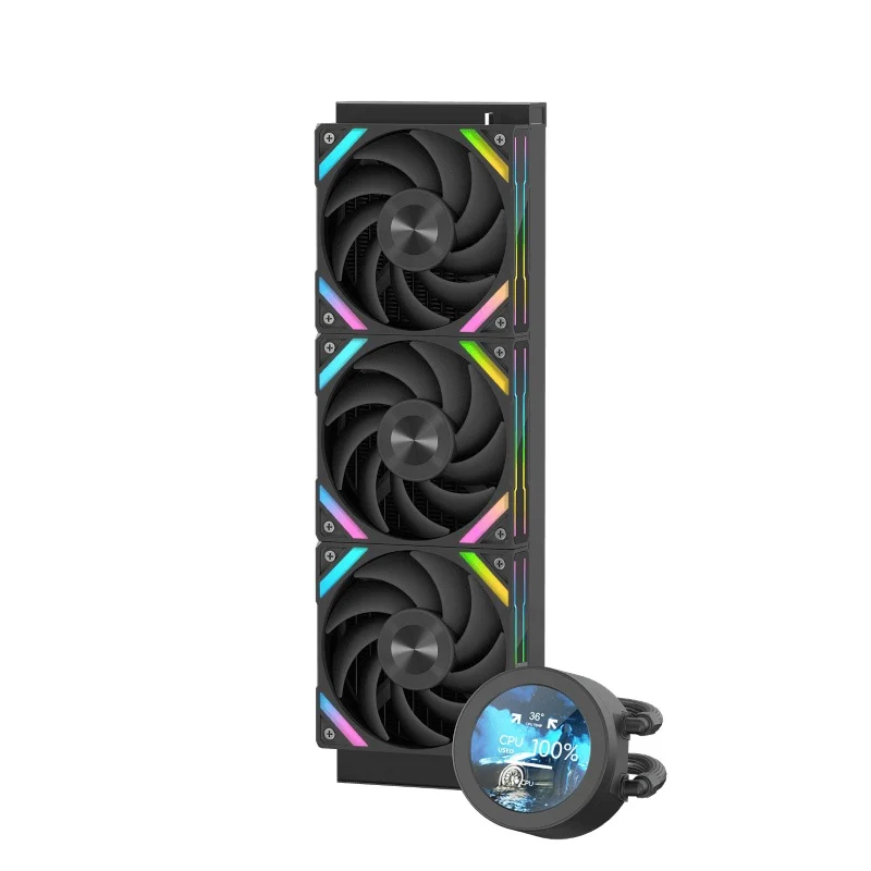 Sama Q70 360mm AIO CPU Cooler with Detachable 2.8" LCD Screen (Black, White)
