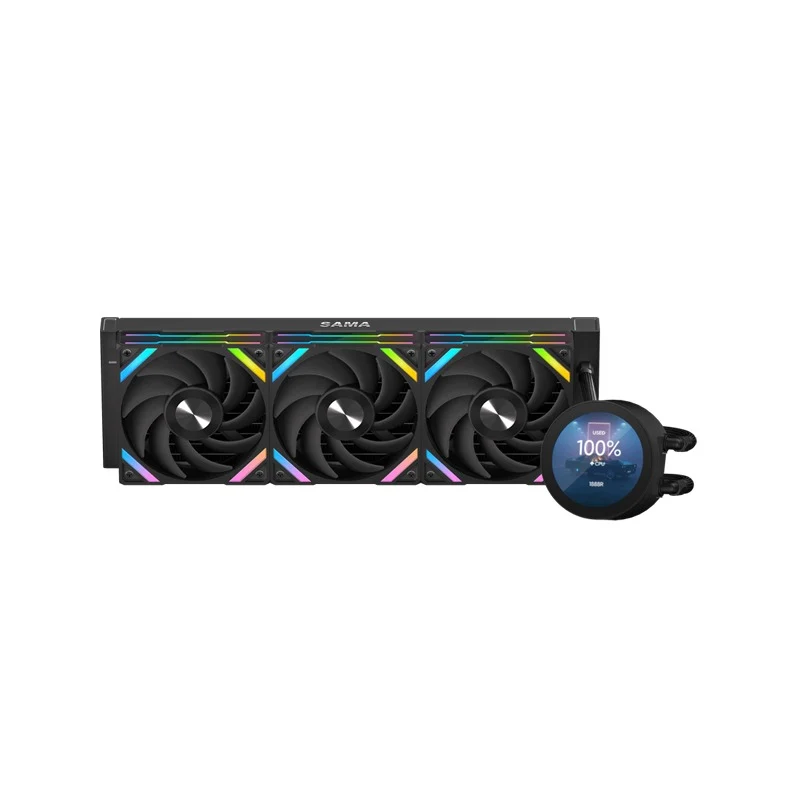 Sama Q70 360mm AIO CPU Cooler with Detachable 2.8" LCD Screen (Black, White)
