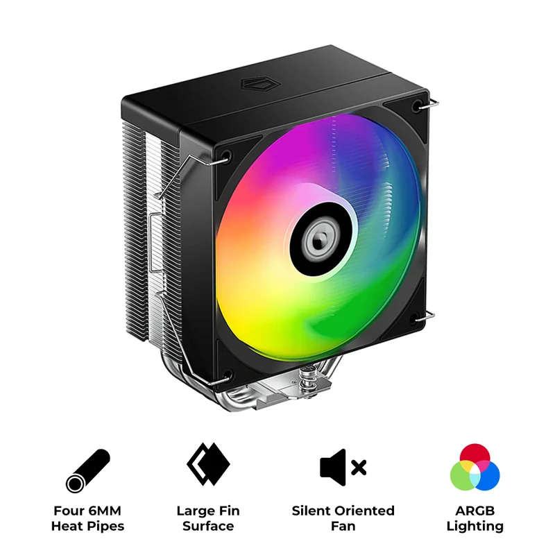 ID-Cooling SE-214-XT V2 ARGB CPU Cooler with 120mm PWM Fan (Black)