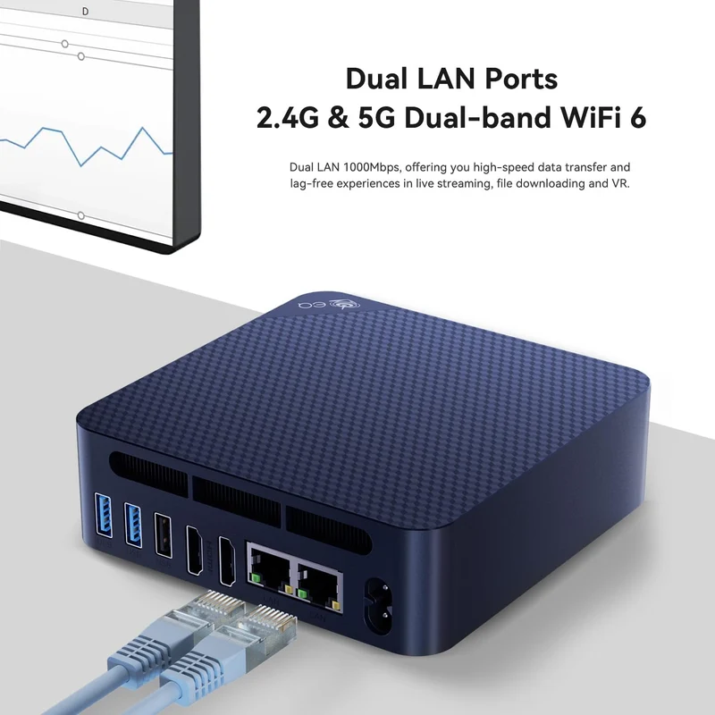 Beelink EQ13 Intel Alder Lake N100 16GB RAM 500GB SSD Windows 11 Pro Mini PC (Navy Blue)