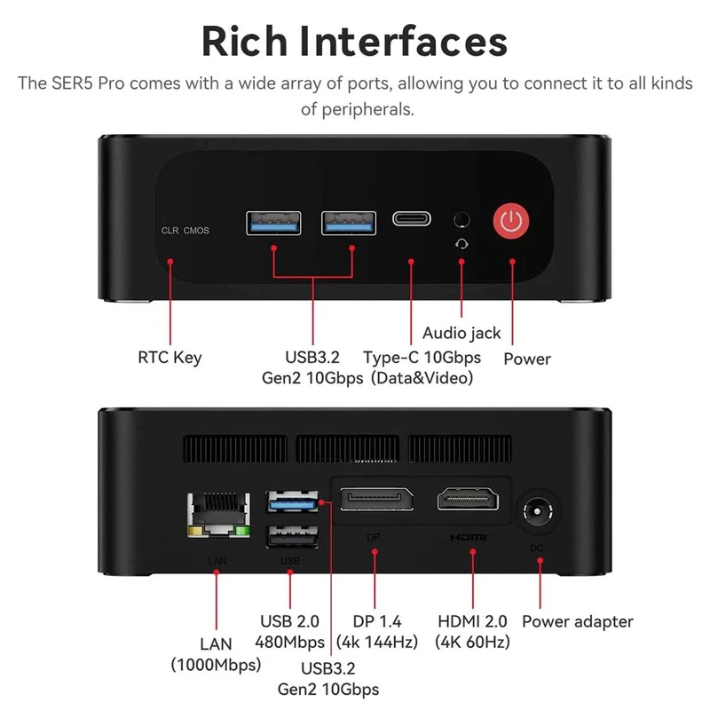 Beelink SER5 Pro AMD Ryzen 7 5800H (16GB+500GB | 32GB+1TB) Windows 11 Pro Mini PC