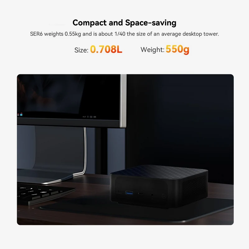 Beelink SER6-P AMD Ryzen 9 6900HX 32GB RAM 1TB SSD Windows 11 Pro Mini PC (Obsidian Black)