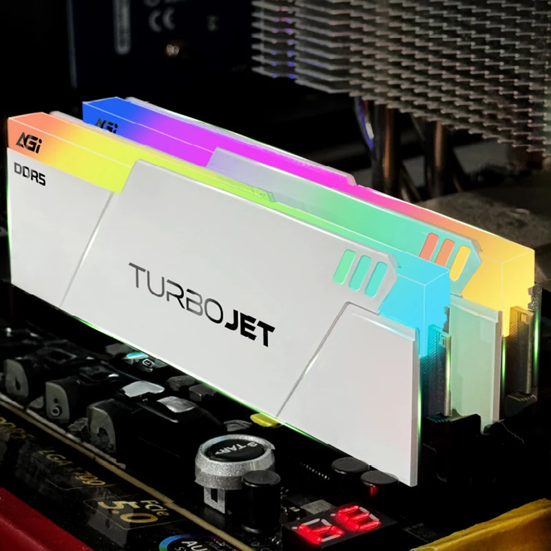 AGI TurboJet UD858 RGB 32GB (16GBx2) DDR5 6000MHz CL30 1.35V Gaming Memory Modules (Black, White)