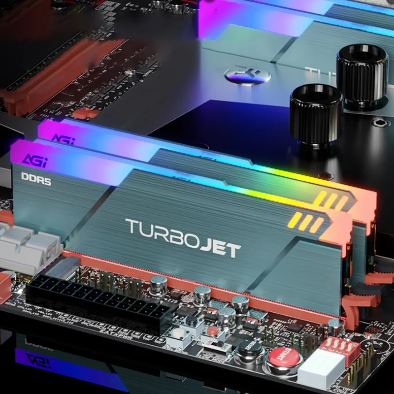 AGI TurboJet UD858 RGB 32GB (16GBx2) DDR5 6800MHz CL34 1.5V Gaming Memory Modules (Teal) (AGI6JPH16UD858-DC)