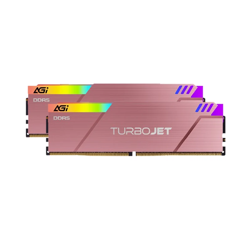 AGI TurboJet UD858 RGB 32GB (16GBx2) DDR5 7200MHz CL34 1.4V Gaming Memory Modules (Teal, Rose Gold)