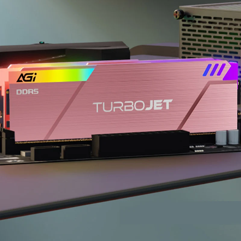 AGI TurboJet UD858 RGB 32GB (16GBx2) DDR5 7200MHz CL34 1.4V Gaming Memory Modules (Teal, Rose Gold)
