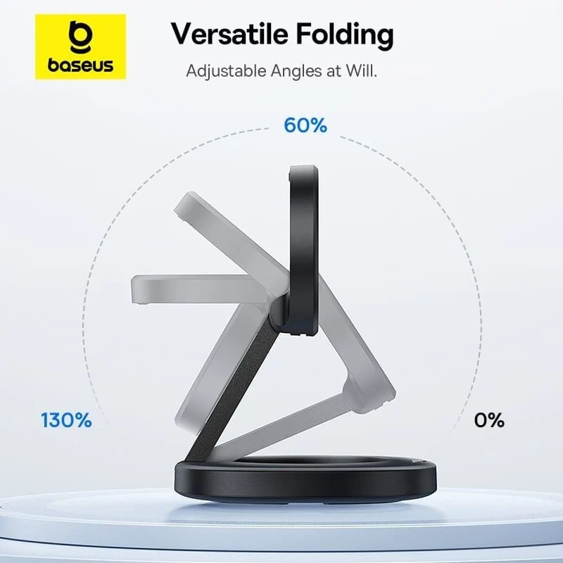 Baseus EnerFill FF11 Foldable Wireless Charger 15W includes USB-C to USB-C Data Cable 1M (Cosmic Black) (E0205200)