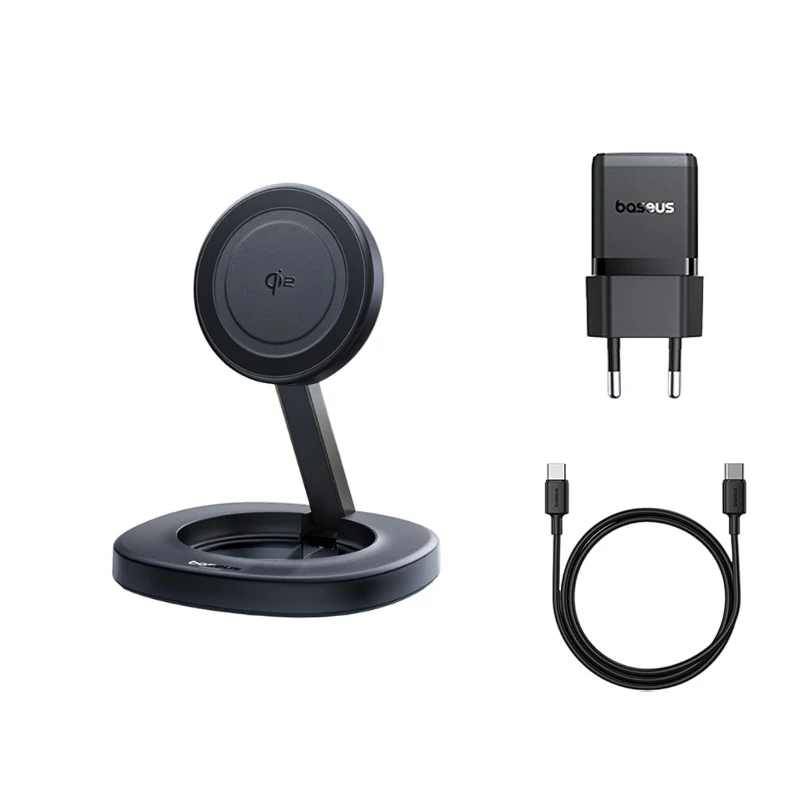 Baseus EnerFill FF11 Foldable Wireless Charger 15W includes USB-C to USB-C Data Cable 1M (Cosmic Black) (E0205200)