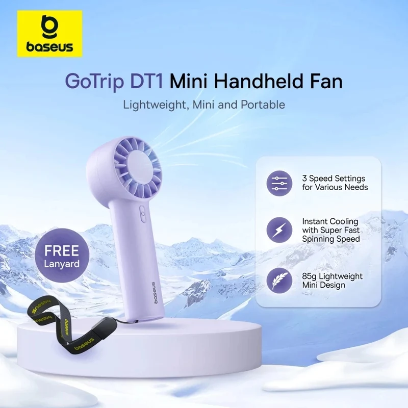 Baseus GoTrip DT1 Mini Turbine Handheld Fan (Nebula Purple, Baby Pink, Galaxy Blue)