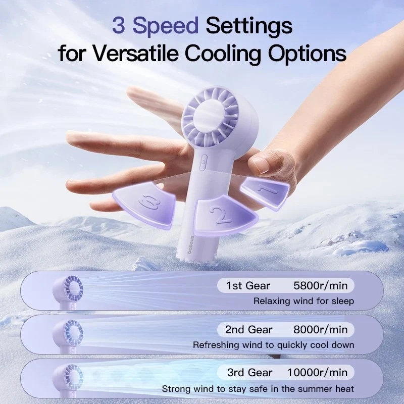 Baseus GoTrip DT1 Mini Turbine Handheld Fan (Nebula Purple, Baby Pink, Galaxy Blue)