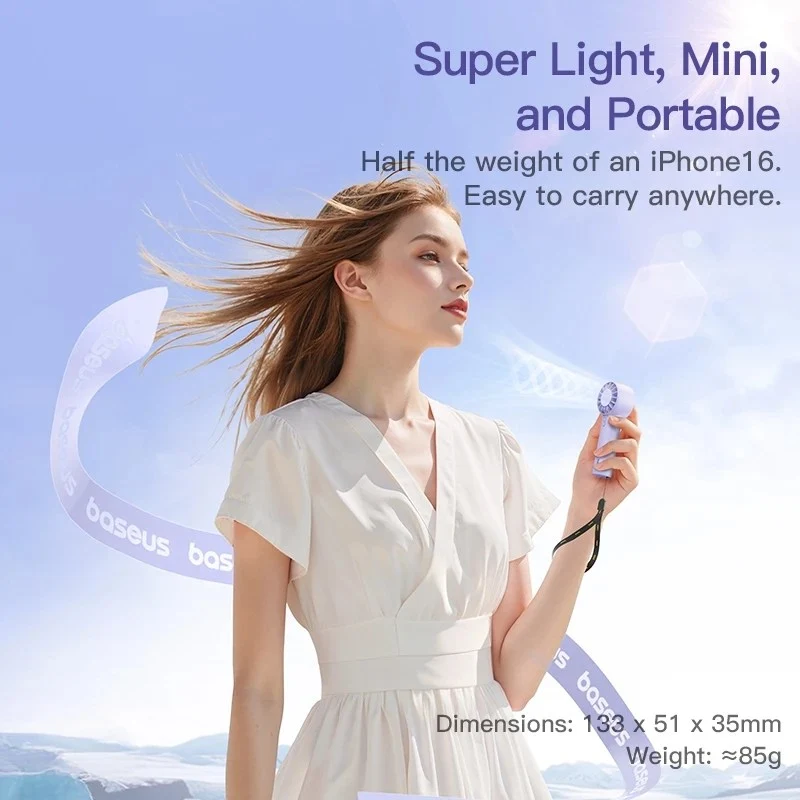 Baseus GoTrip DT1 Mini Turbine Handheld Fan (Nebula Purple, Baby Pink, Galaxy Blue)
