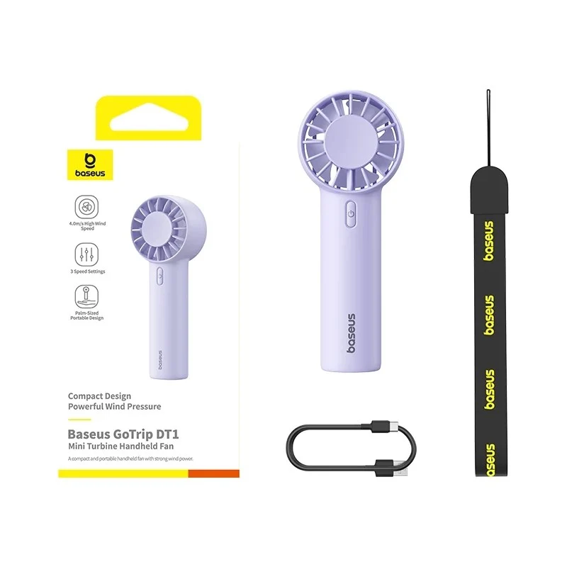 Baseus GoTrip DT1 Mini Turbine Handheld Fan (Nebula Purple, Baby Pink, Galaxy Blue)