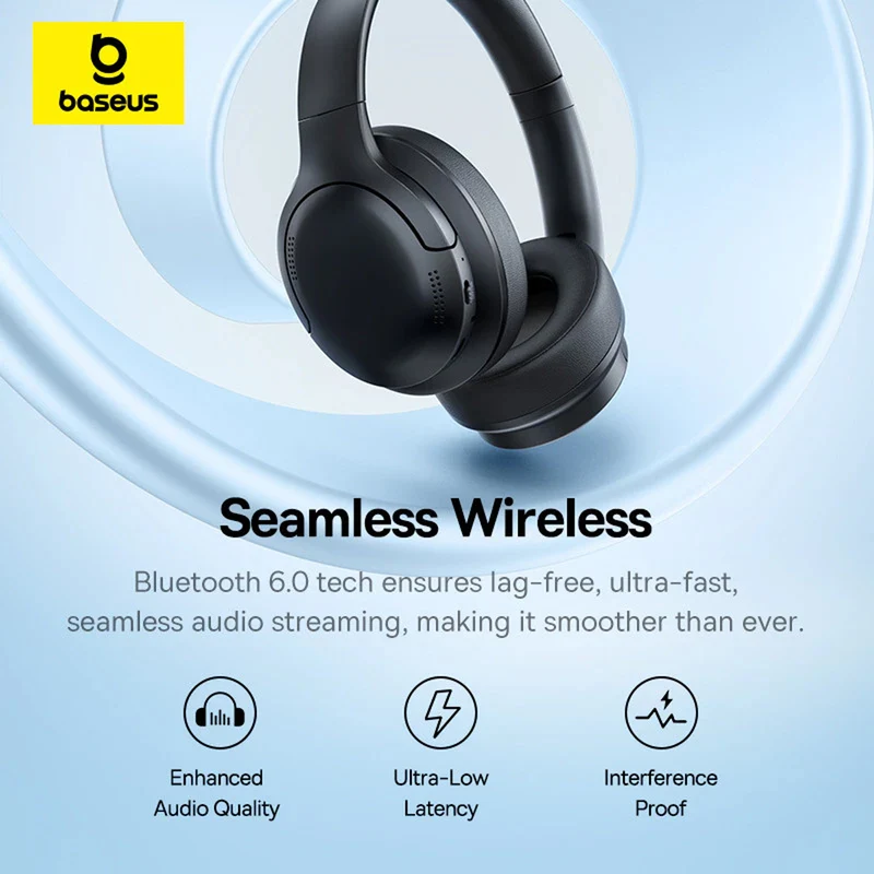 Baseus Bass BH1 Lite Wireless Headphone (Cosmic Black, Starlight Off-White)