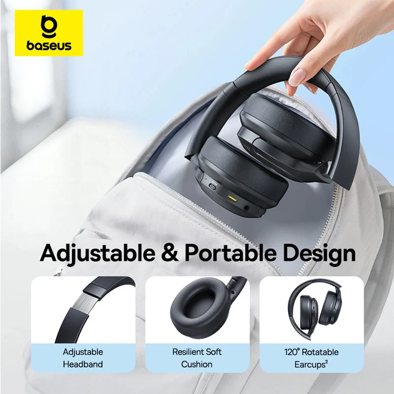 Baseus Bass BH1 Lite Wireless Headphone (Cosmic Black, Starlight Off-White)