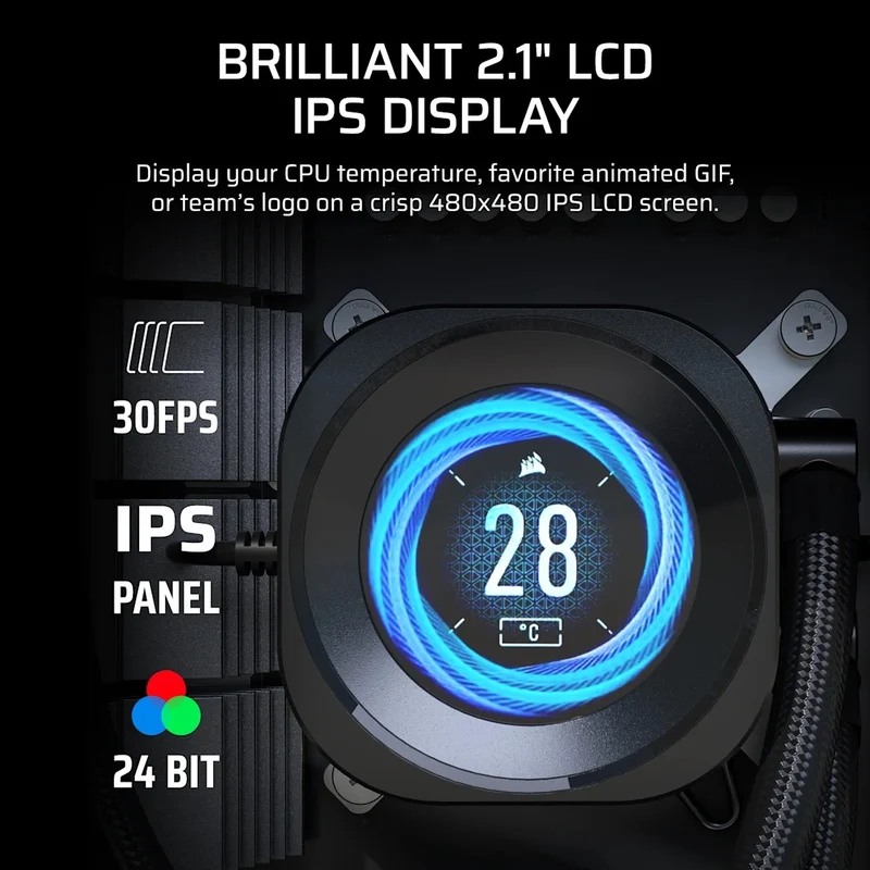 Corsair Nautilus RS LCD Screen Module for Nautilus RS Liquid CPU Coolers (Black, White)