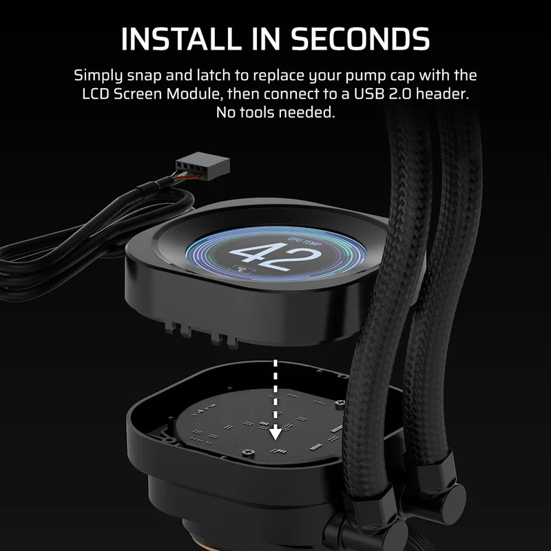 Corsair Nautilus RS LCD Screen Module for Nautilus RS Liquid CPU Coolers (Black, White)