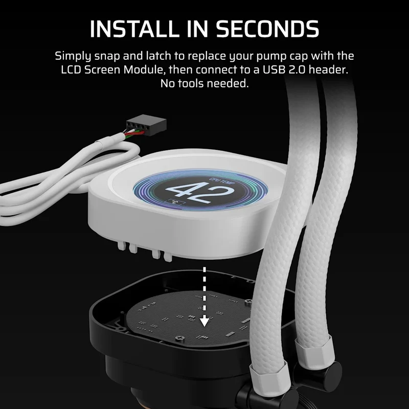 Corsair Nautilus RS LCD Screen Module for Nautilus RS Liquid CPU Coolers (Black, White)