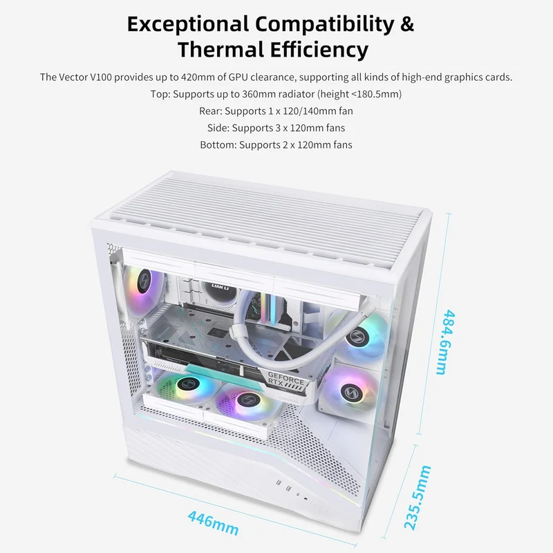 Lian Li V100 Vector ATX Mid-Tower Case (White) (G99.V100W.00)