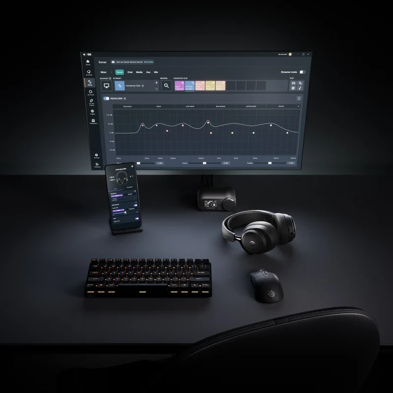 SteelSeries Arctis Nova Elite Hi-Res Wireless Gaming Headset for PC / Playstation / Nintendo Switch / Mobile / Xbox (Obsidian, Sage & Gold)