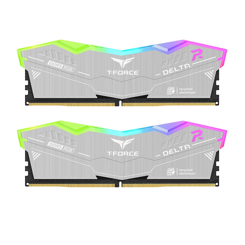 Teamgroup T-force Delta RGB ECO 32GB (2x16GB) DDR5 AMD EXPO 6000MHz CL38-46-46-84 1.35V Gaming Desktop Memory (Silver) (FF2D532G6000HC38JDC01)