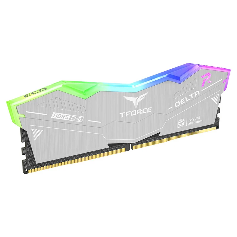 Teamgroup T-force Delta RGB ECO 32GB (2x16GB) DDR5 AMD EXPO 6000MHz CL38-46-46-84 1.35V Gaming Desktop Memory (Silver) (FF2D532G6000HC38JDC01)