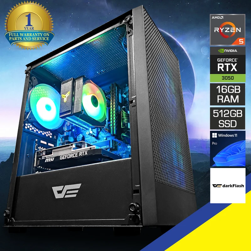 Alpha M305 Black Desktop Gaming PC | AMD Ryzen 5 5500 | 16GB RAM | 512GB SSD | RTX 3050 | Windows 11 Pro
