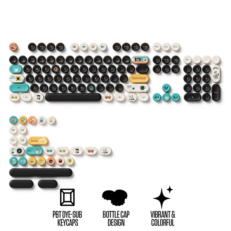 Akko Punk Cat BottleCap Keycap Set BottleCap Profile 131 Keys