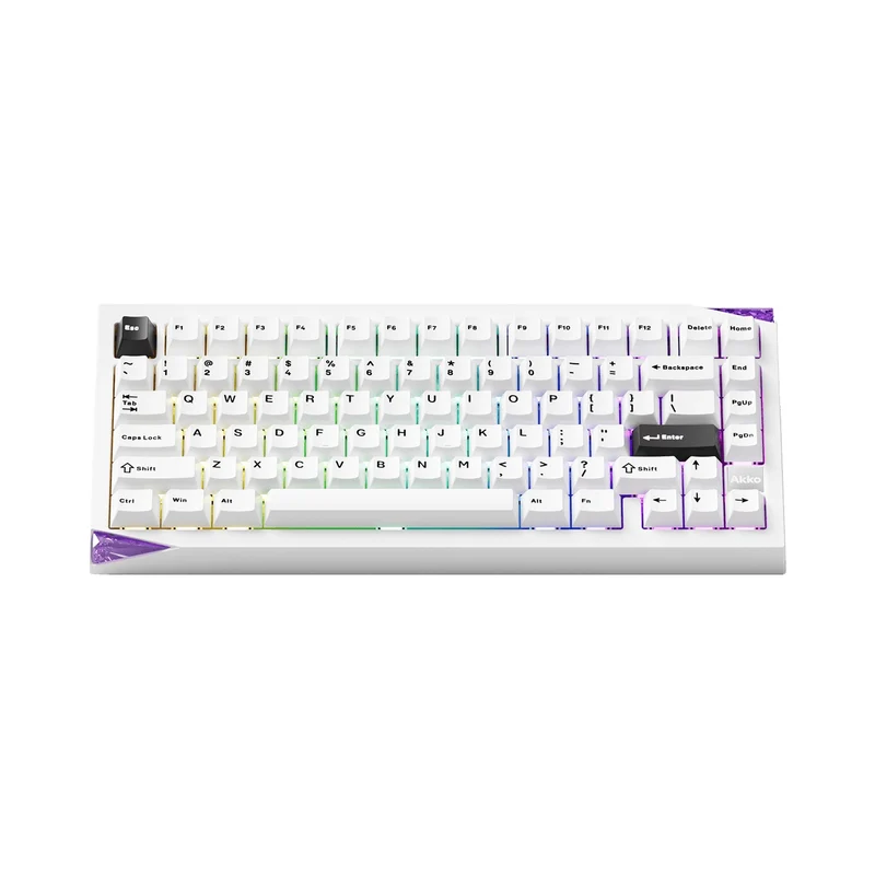 Akko Mineral 01 VIA Black on White Aluminum Curved Design Case Multi-Mode RGB Hot-Swappable Mechanical Keyboard (Akko Stellar Rose Switch)
