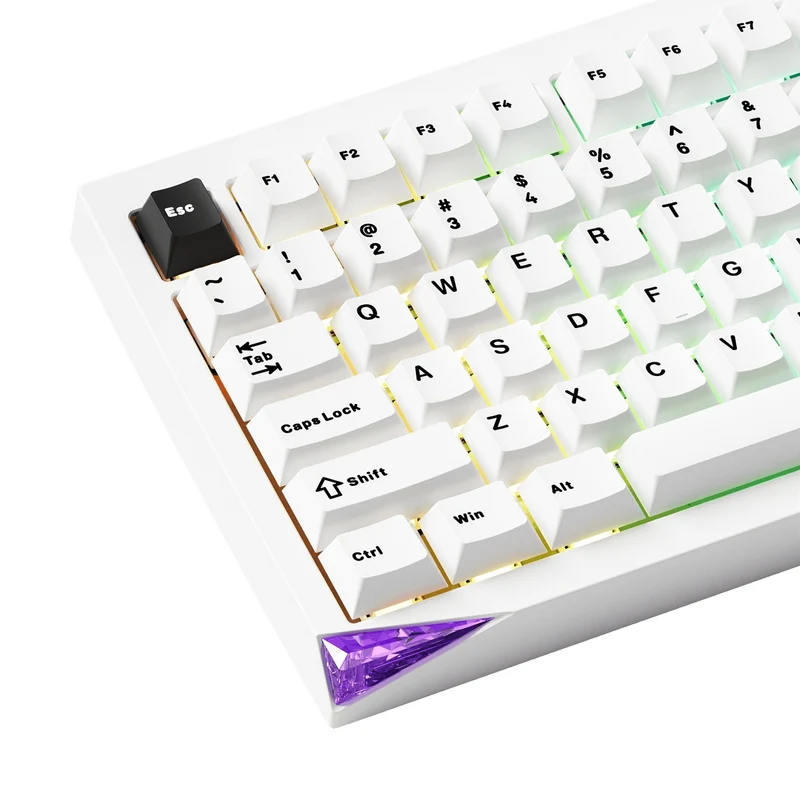 Akko Mineral 01 VIA Black on White Aluminum Curved Design Case Multi-Mode RGB Hot-Swappable Mechanical Keyboard (Akko Stellar Rose Switch)