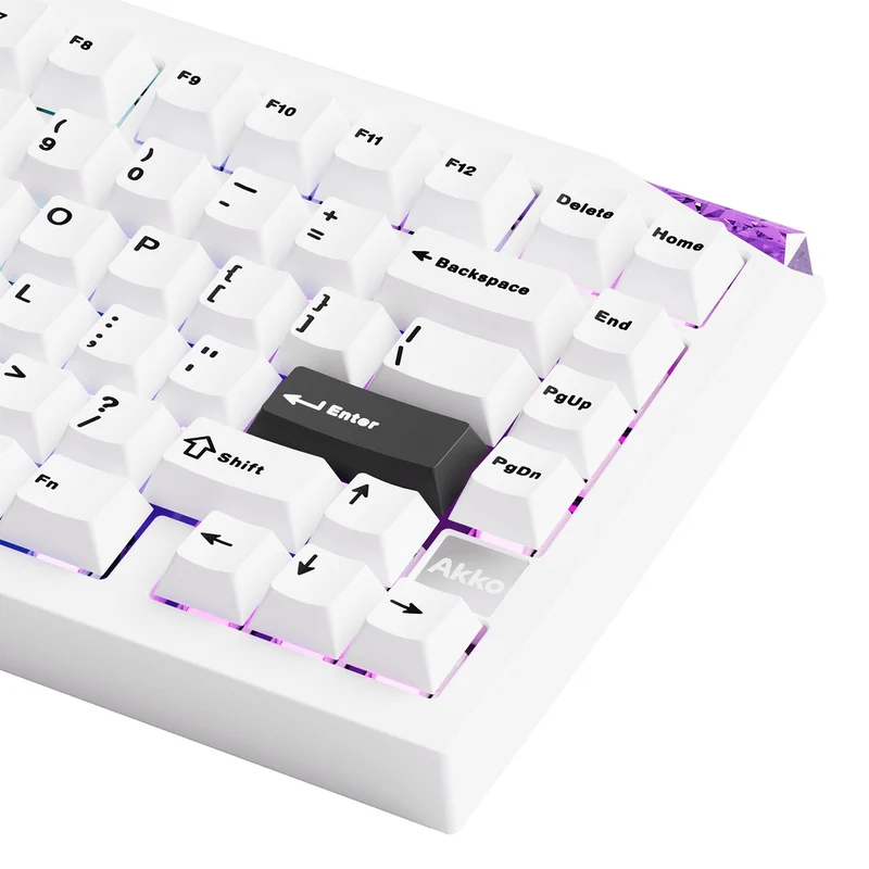 Akko Mineral 01 VIA Black on White Aluminum Curved Design Case Multi-Mode RGB Hot-Swappable Mechanical Keyboard (Akko Stellar Rose Switch)