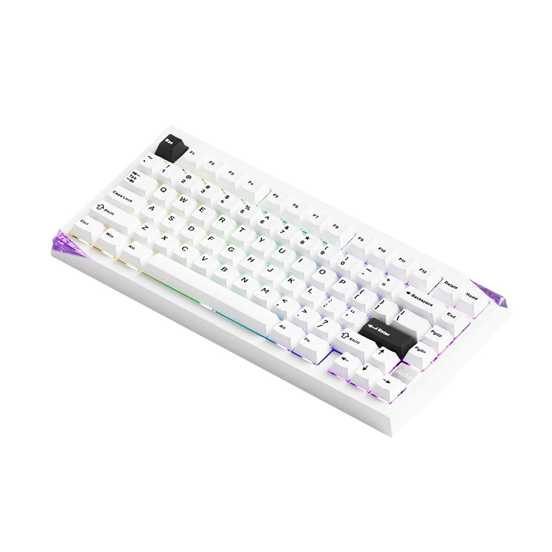 Akko Mineral 01 VIA Black on White Aluminum Curved Design Case Multi-Mode RGB Hot-Swappable Mechanical Keyboard (Akko Stellar Rose Switch)