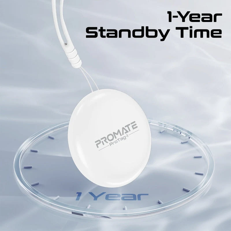 Promate ProTag-1 Ultra-Compact Smart Precision Tracking Wireless Tag for Apple Find My App. (White)