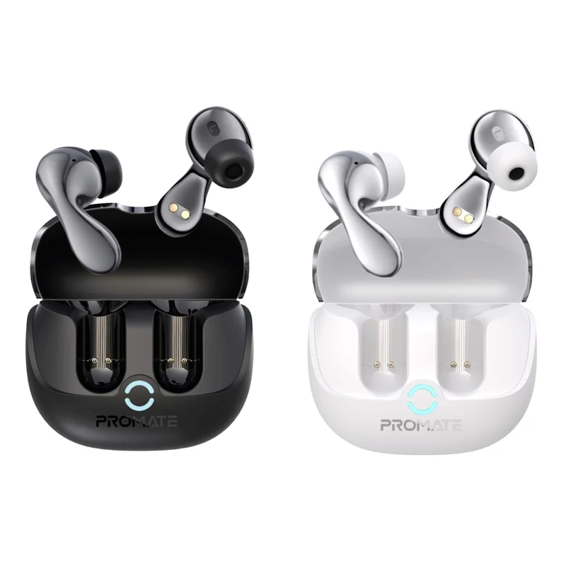 Promate Baton High-Definition Hybrid ANC TWS Earbuds with IntelliTouch (Black, White)