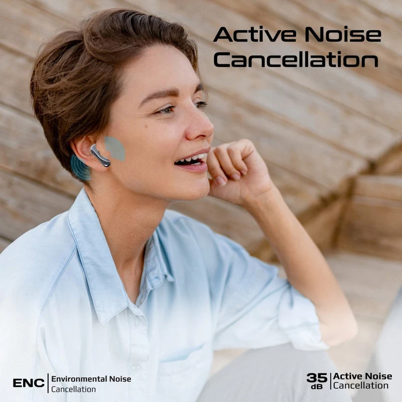 Promate Baton High-Definition Hybrid ANC TWS Earbuds with IntelliTouch (Black, White)