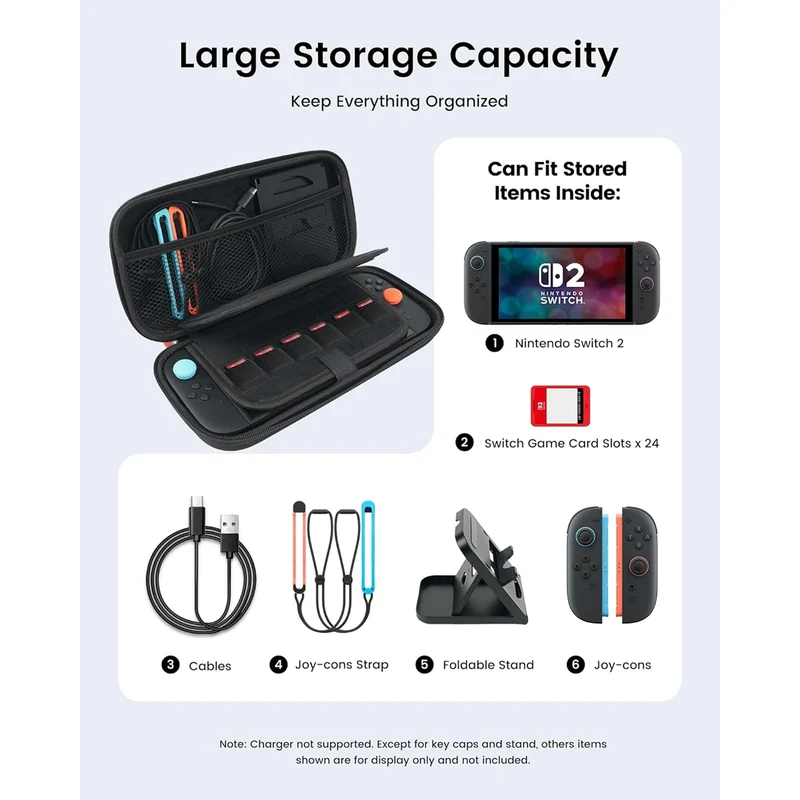 Transnovo Portable Hard Case with Basic Protection Kit for Nintendo Switch 2 (Black) (NS2-CC02-1)