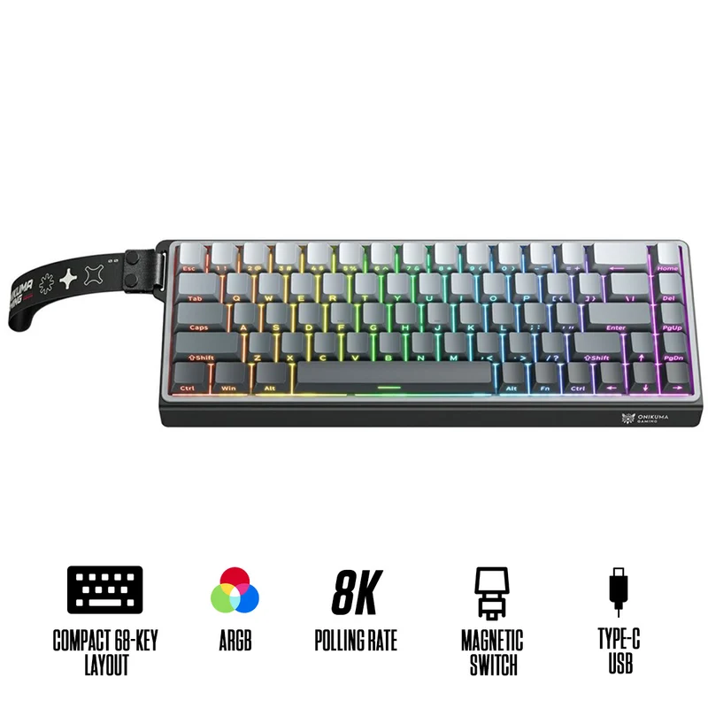 Onikuma G69 68 Keys RGB Wired Magnetic Switch Keyboard (Black)