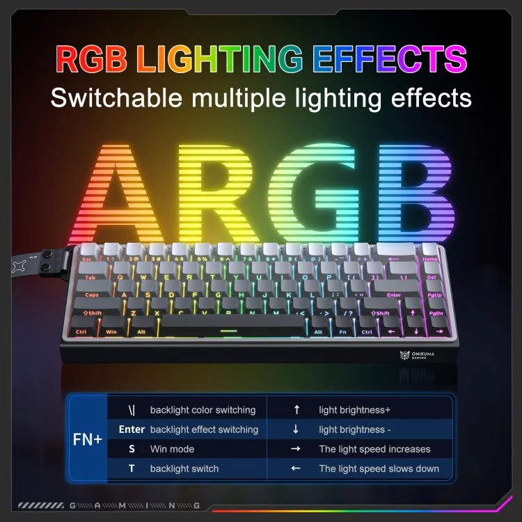 Onikuma G69 68 Keys RGB Wired Magnetic Switch Keyboard (Black)