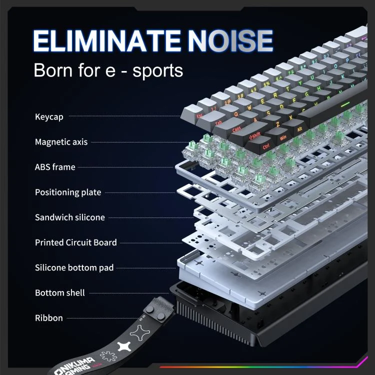 Onikuma G69 68 Keys RGB Wired Magnetic Switch Keyboard (Black)