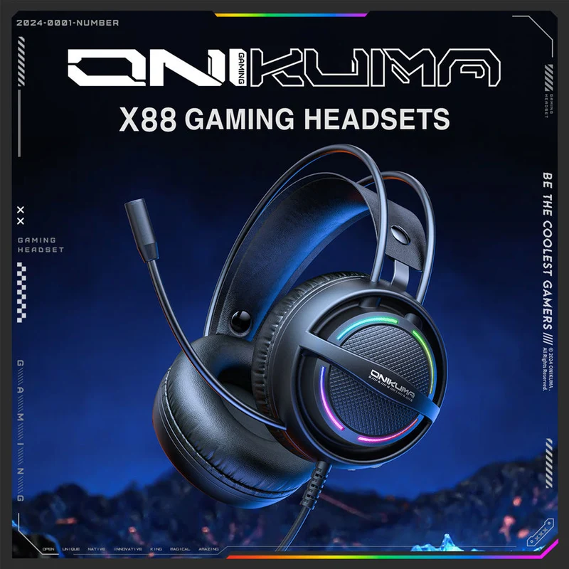 Onikuma X88 RGB Wired Gaming Headphone (Black)