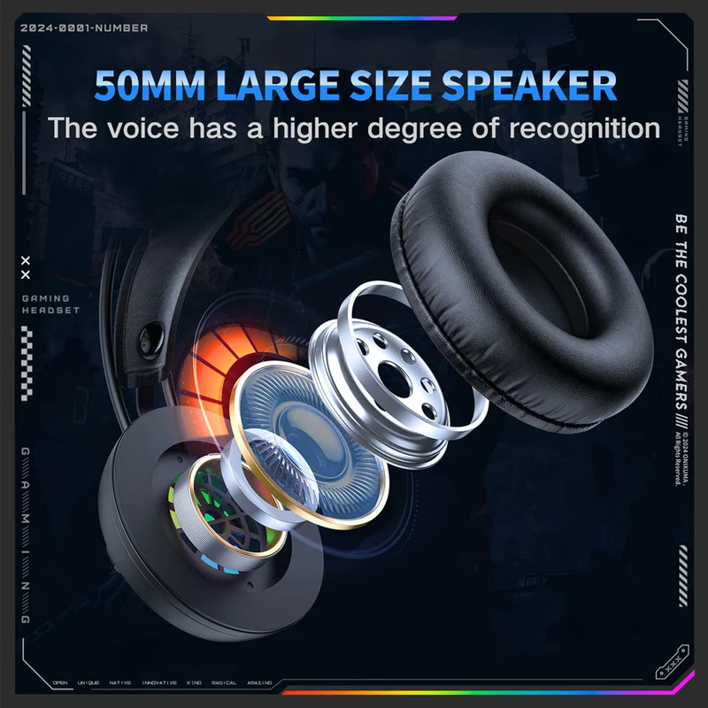 Onikuma X88 RGB Wired Gaming Headphone (Black)