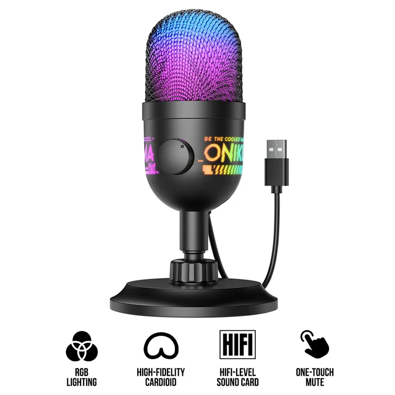 Onikuma M930 RGB USB Condenser Microphone (Black)