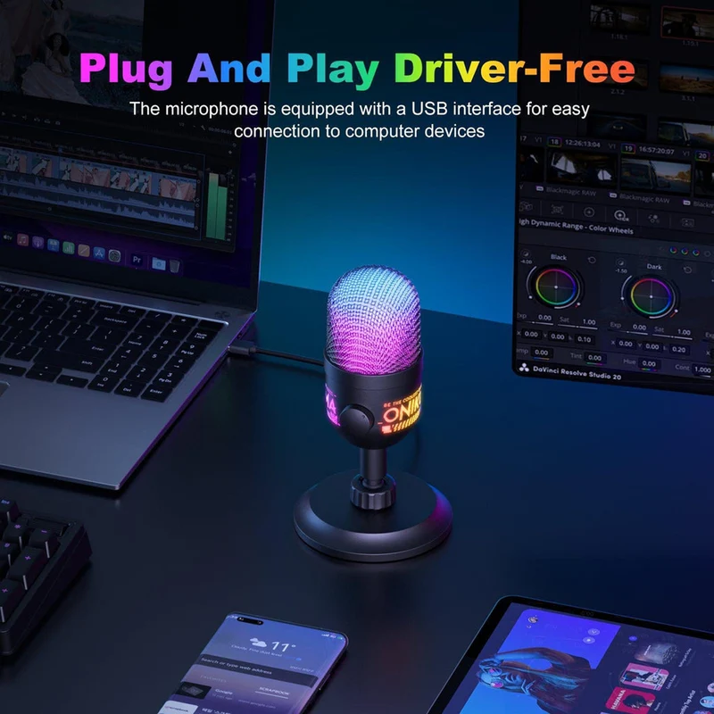Onikuma M930 RGB USB Condenser Microphone (Black)