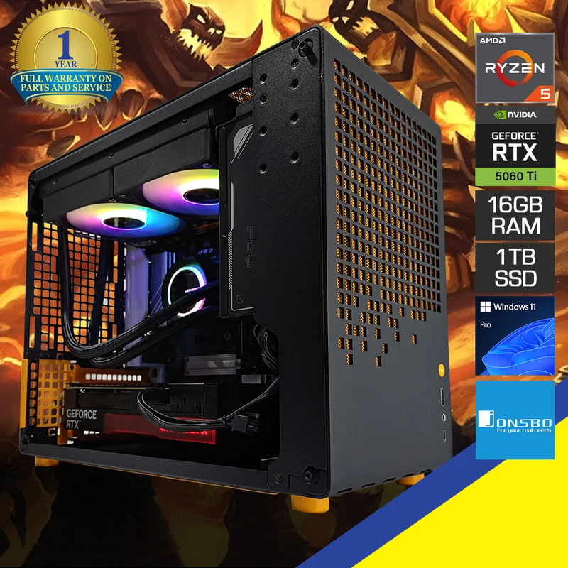 Sigma Z20 Orange Black Desktop Gaming PC | AMD Ryzen 5 7500F | 16GB RAM | 1TB SSD | RTX 5060 Ti OC | Windows 11 Pro