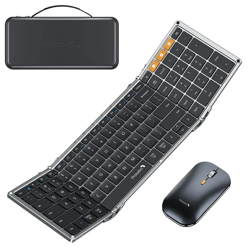 ProtoArc XKM01 Foldable Full-Size Wireless Keyboard and Mouse Combo (Black) (CP014041)
