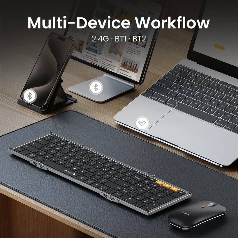 ProtoArc XKM01 Foldable Full-Size Wireless Keyboard and Mouse Combo (Black) (CP014041)