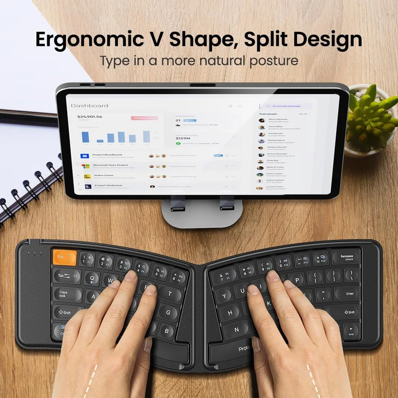 ProtoArc XKM03 Foldable Multi-Device Bluetooth Keyboard and Mouse Combo (Black) (CP014997)