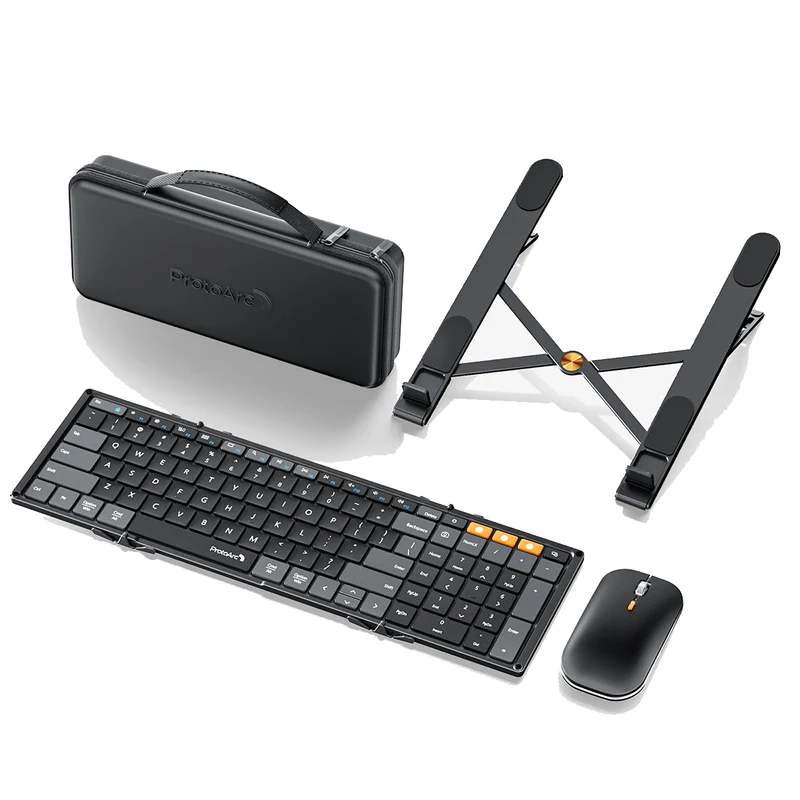 ProtoArc XKM01 CaseUp Foldable Keyboard and Mouse Combo with Laptop Stand (Black) (CP015682)